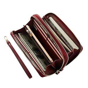 Wholesale customized leather travel document holder organizer wallet ladies long tote wallets