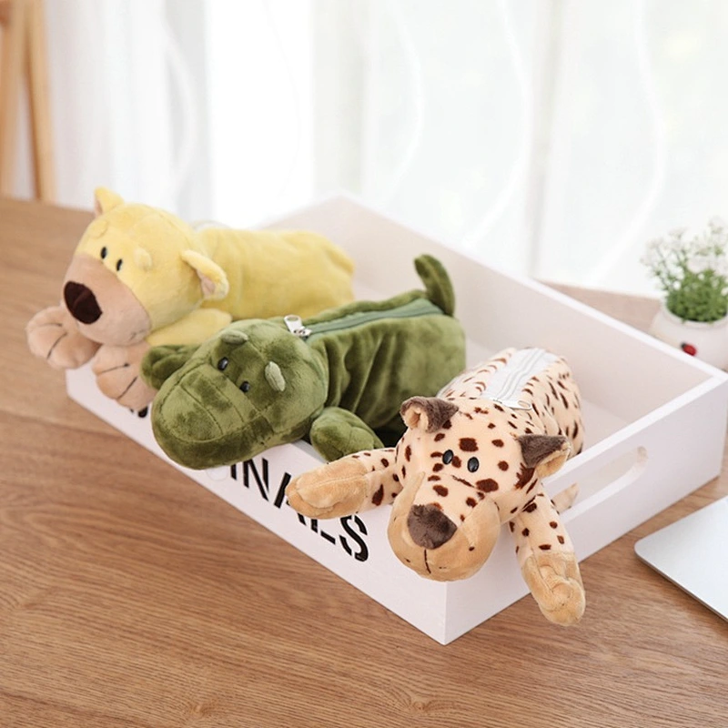 Wholesale Korean Version Cartoon Animals Plush Pencil Case Creative Children Plush Toy Storage Bag Pencil Case