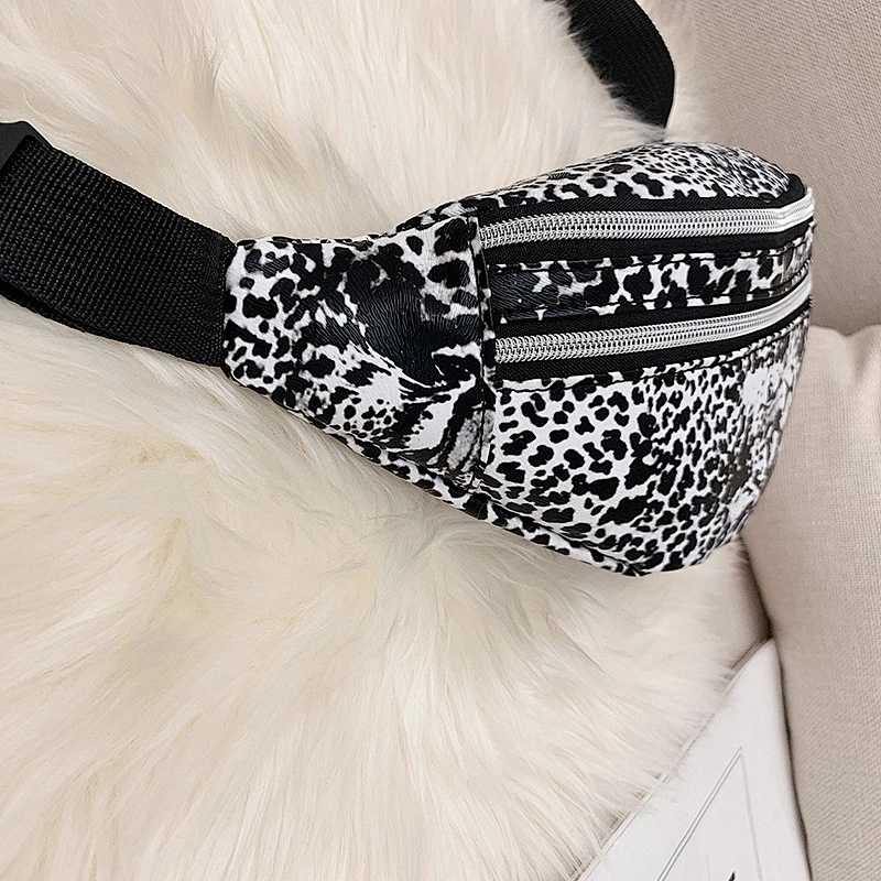 Fashion Wholesale Women Leopard Fanny Pack Pu Leather Street Wear Hip Pack Leopard Fanny Pack