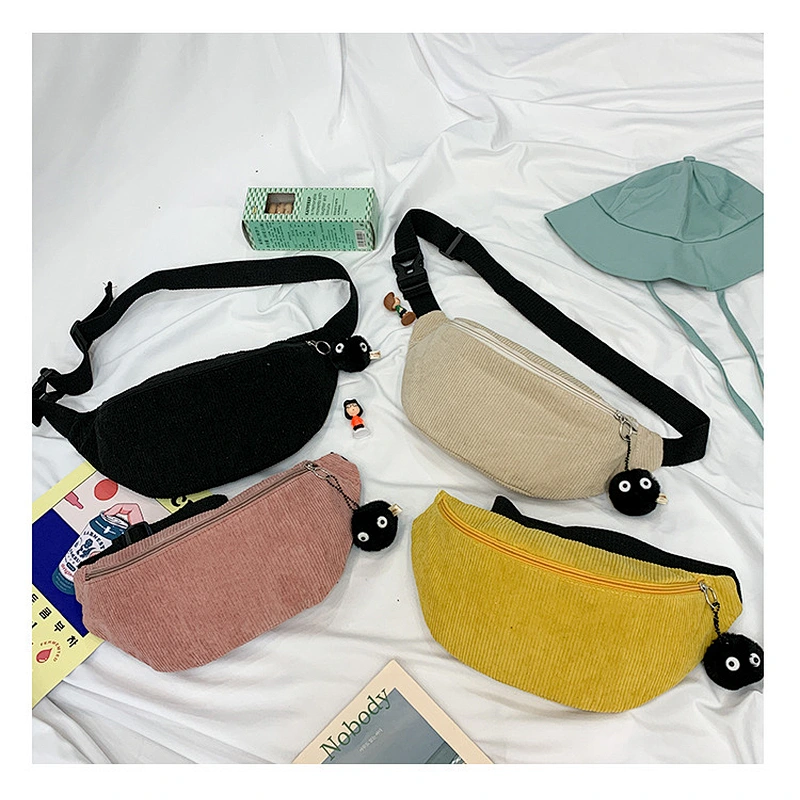 Japanese Harajuku personality funny corduroy messenger bag female cute ugly girl soft sister breast bag female