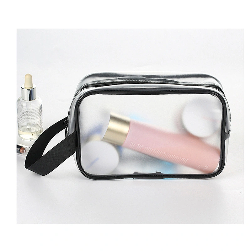 Custom Women Clear Matte Makeup Organizer Pouches Tote Travel Bags Transparent PVC Cosmetic Bag