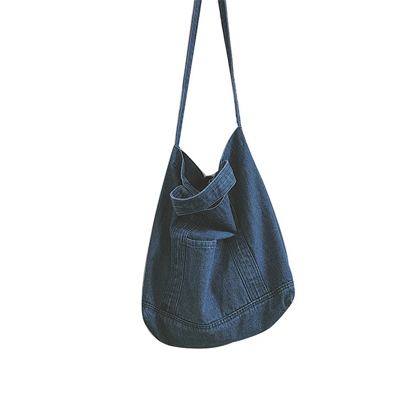 Reusable fashion extra large tote bags blue jean canvas denim shopping tote bag