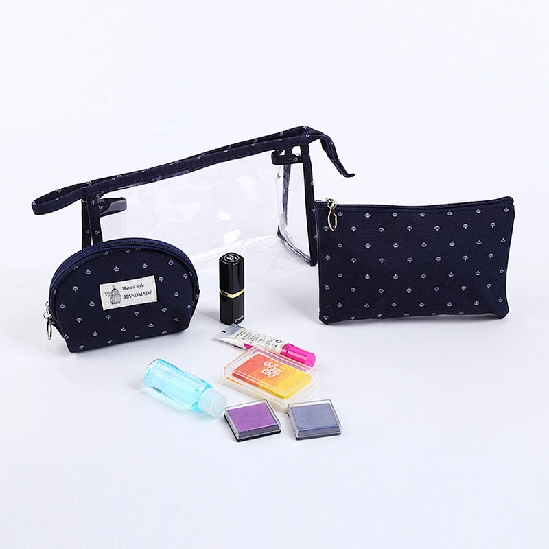 3pcs Set Portable Travel Cosmetic Bag Cases Bulk Women Handbag Custom Clear Pvc Transparent Makeup Bag
