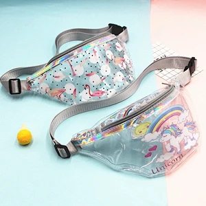 Fashion Women Unicorn Belt Bum Bag Girls Waterproof Transparent Clear Fanny Pack Pvc Waist Bag
