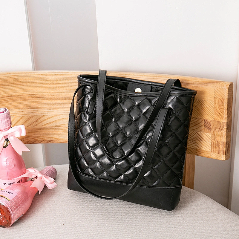 New Style Black Tote Bags Textured Handbag Ladies Wild Single-Shoulder  Bag Foreign Style Bag