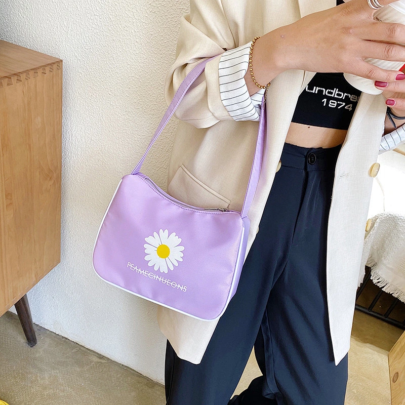 2021 Female Nylon Casual Tote Bag Flower Printed Women Handbag Female Small Bag Mini Shoulder Bags