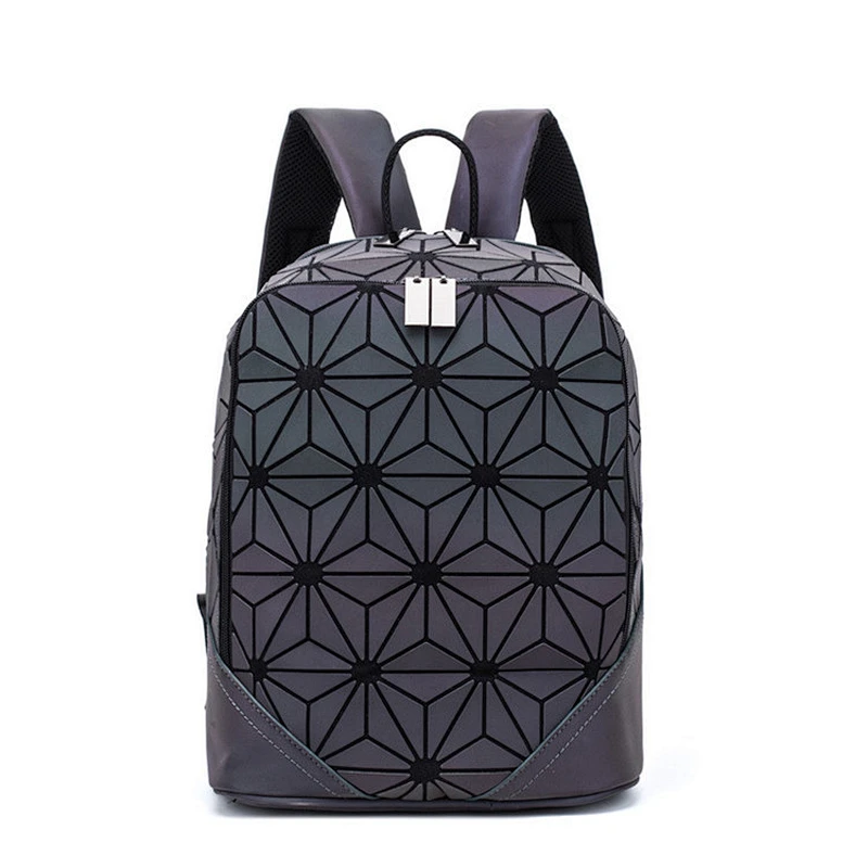 Hot products ladies geometric luminous laser pu backpack new style women backpack bag