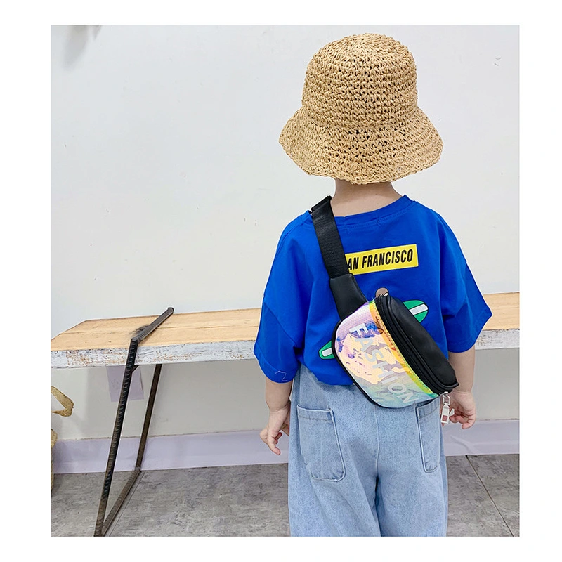 2020 New Fanny Pack Girls Waist Bag PU Laser Chest Bag Fashion Print Unisex Kids Children Crossbody Bag Purses