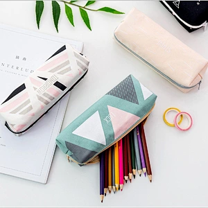 Factory Wholesale Cartoon Custom Logo Cotton Canvas Zipper Pouch School Student Pencil Bag