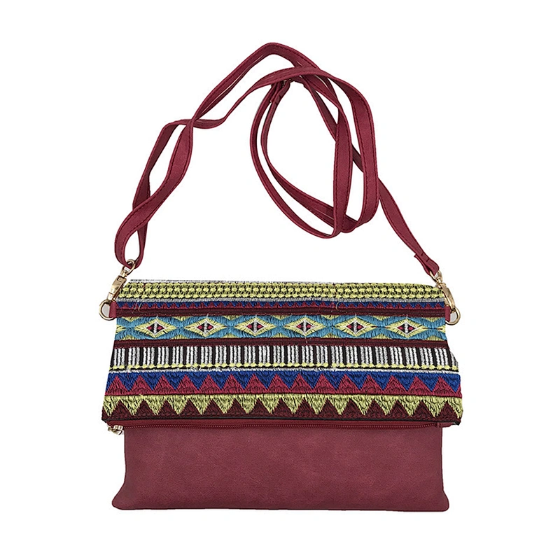 Hot Sale New Design Ethnic Stylish Girls Red Crossbody Bag