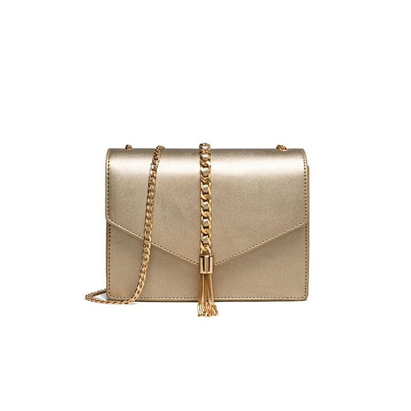 Latest Real Leather Long Chain Strap Handbag Women Sling Shoulder Bag