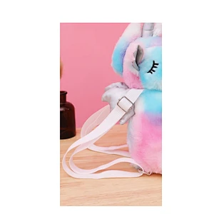 New cute colorful unicorn plush backpack doll pony shoulder bag children snack bag wholesale spot