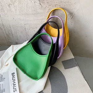 2020 New PU Leather Shoulder Bags Ladies Clutch Hand Bags Solid Color Small Purses Tote Handbags For Women