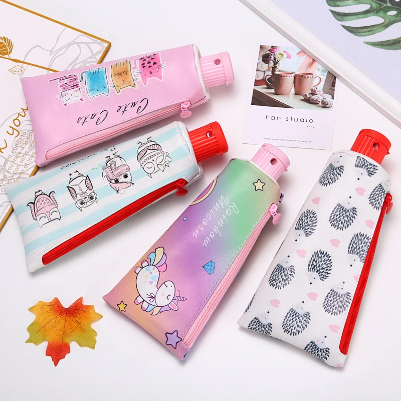 Korea Cute Cartoon Creative Pencil Case With Pencil Sharpener Toothpaste Shape Personality Storage Stationery Bag