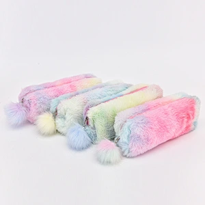 Large Capacity Pen Case Colorful Plush Pen Bag Office Stationery Bag Cosmetic Bag For Girls Boys