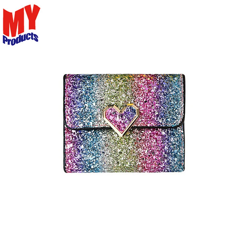 Wholesale cartoon leather coin purse girls key holder mini wallet glitter shiny wallets