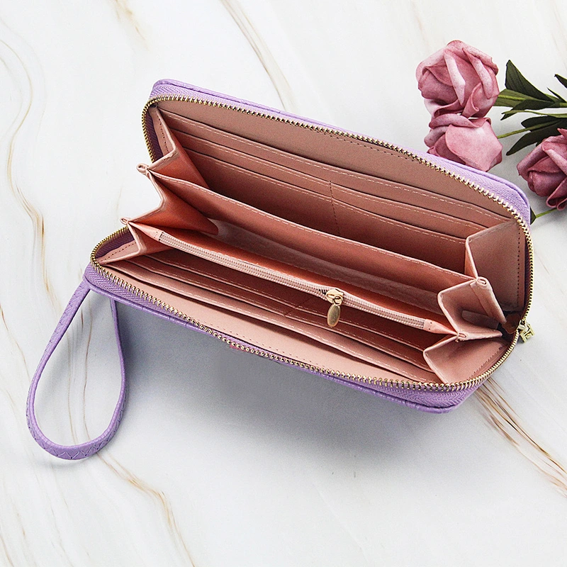 2020 New Design Colorful High Quality Plain Waterproof Ladies Clutch Purse Custom PU Zipper Wallet Women