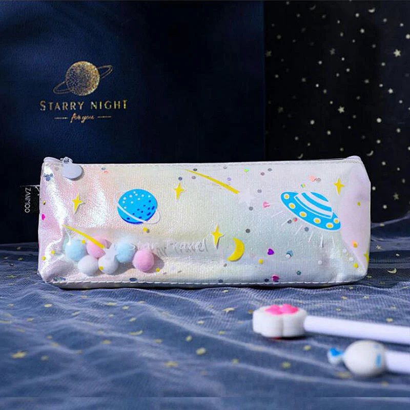 Creative Planet Quicksand Pencil Case Waterproof Gorgeous Stationery Box Laser Pencil Case