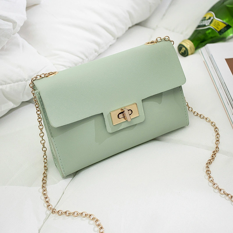 Female Pu Leather Wholesales Prices Crossbody Bag Latest Fashion Metal Lock Hard Ware Chain Colorful Shoulder Crossbody Bag