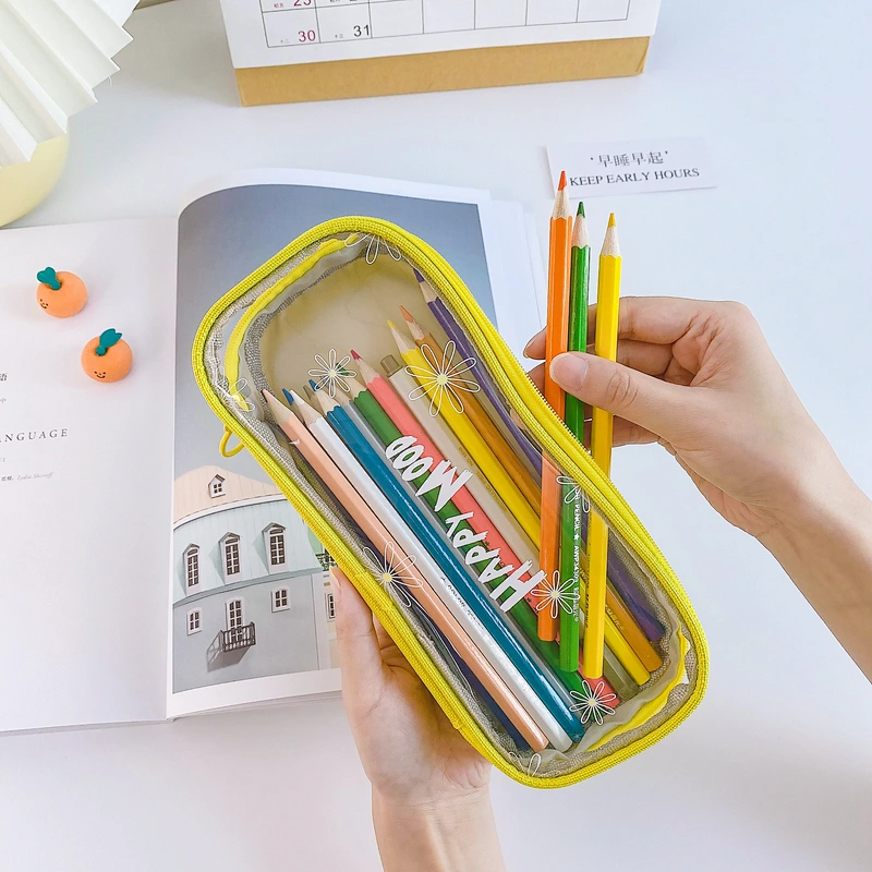 Wholesale Custom Printed Transparent Pencil Case Pencil Pouch Bag For Students
