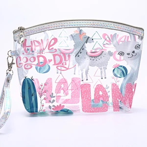 Wholesale Travel Clear PVC Transparent Wash Bag Cartoon Girl Unicorn Alpaca Cosmetic Bag