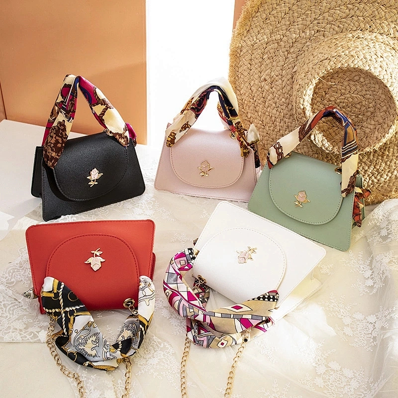 2020 Spring Summer Personality Mini Shoulder PU  Bag with Scarf  fashion waterproof ladies  crossbody bag