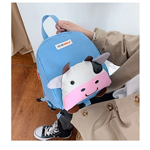 Custom Children'S Canvas School Bag Promotional Products Cute Cartoon Bull Backpack For Children