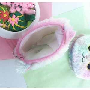 HoFactory new colorful plush coin purse girl storage coin bag round zipper mini bag for girls