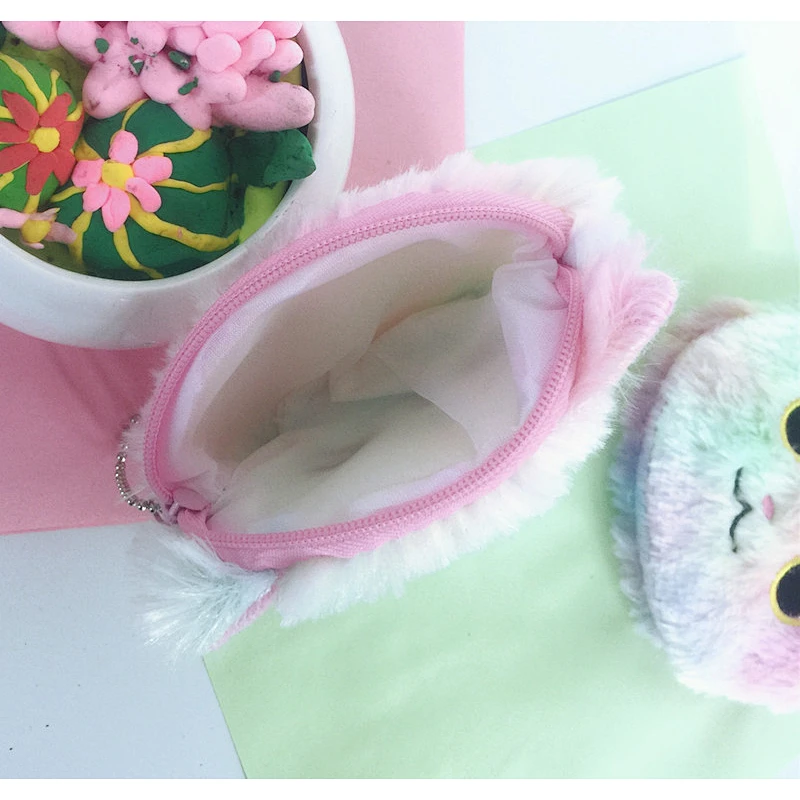 HoFactory new colorful plush coin purse girl storage coin bag round zipper mini bag for girls