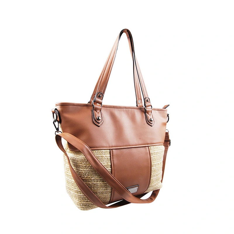 Custom New Cheap Womens Handbag PU And Jute Fashion Handbag