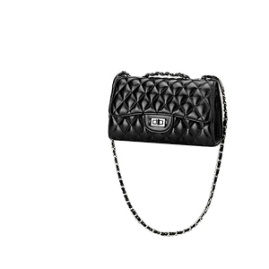 New fashion rhombic pu leather chain strap clutch bag single shoulder crossbody bag