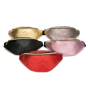 2020 Summer New Style PU Female Bags Wholesale Grid Pattern Leisure Waist Bag Messenger Bag