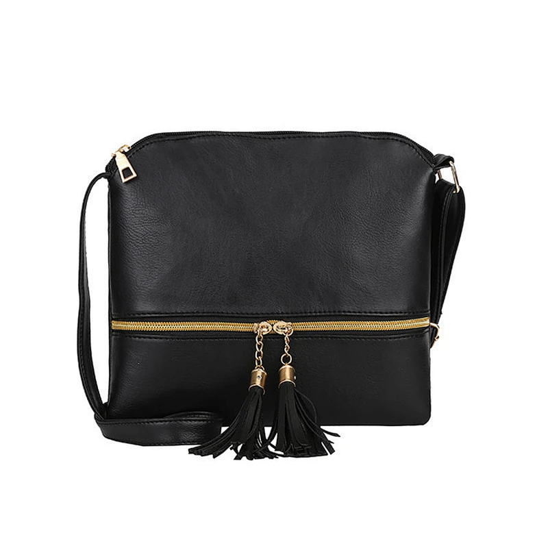 High quality woman shoulder bag tassel zipper pocket ladies crossbody bag fashionable pu leather crossbody bags wholesale