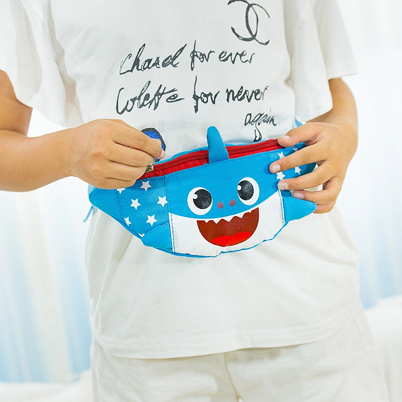 Oxford Cloth Small Waist Bag Cute Cartoon Shark Design Cross Body Bag Fanny Pack For Children