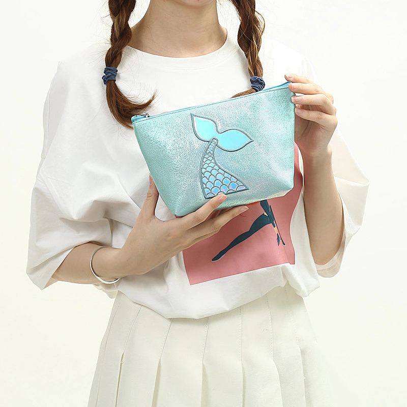 Seashell Holographic Pouch Laser Mermaid Makeup Bag Travel Organizer Cosmetics Toiletries Storage Bag