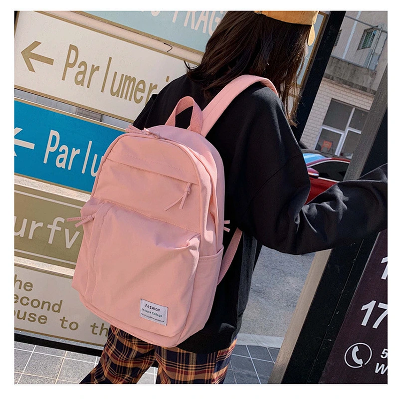 Factory Wholesale Fashion Travel Candy Colored Large Capacity Nylon Backpack School Bag For Teen Girls