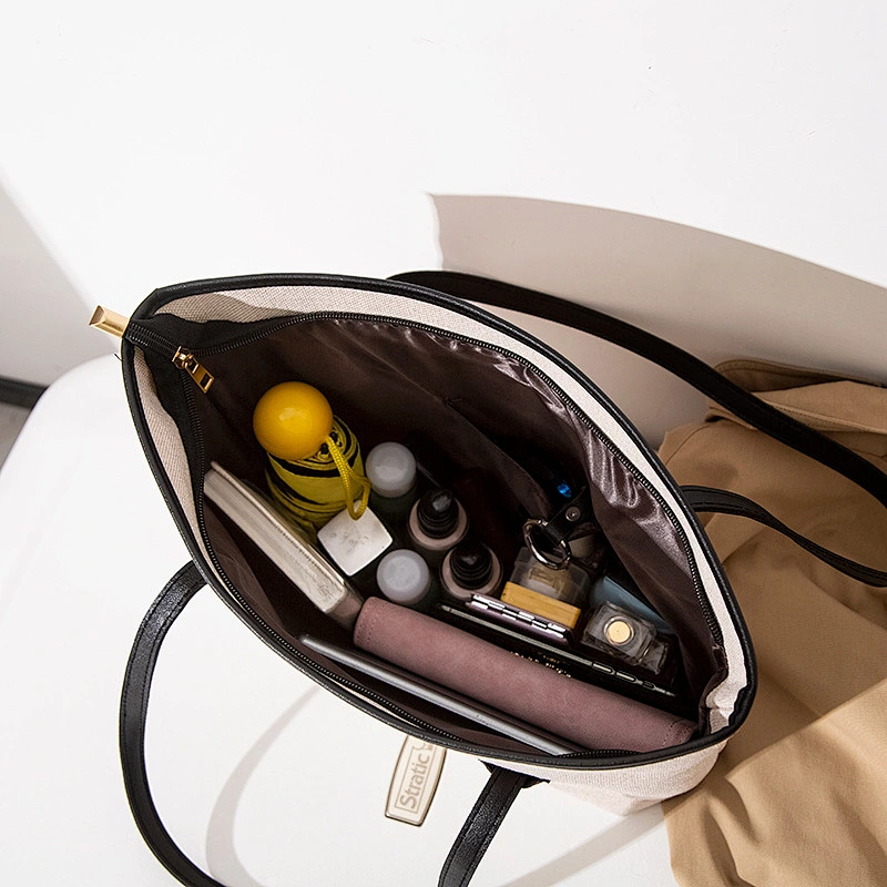 Large Soft Shoulder Bag Women Solid Color Portable Durable Shopping Plain Long Strap PU Tote Bag For Women
