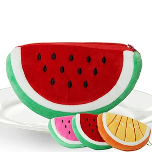 Korean cartoon fruit plush coin purse semi-circular key case watermelon cute bag wholesale