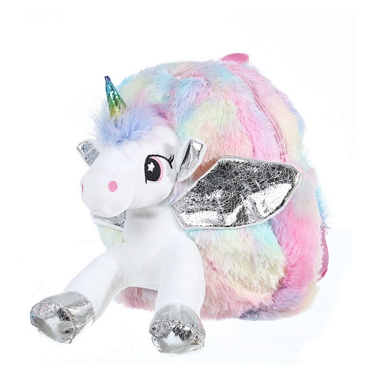 12 Inches Children Cute Unicorn Cartoon Plush Backpack Girl Leisure Travel Bag Kids Toddler Plush Backpack