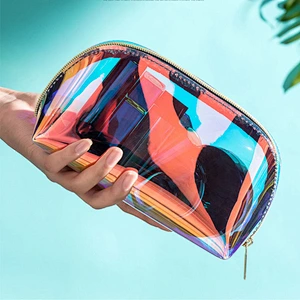 Transparent Bag Custom Personalized Waterproof Glitter Zipper Pouch Holographic Bag Cosmetic Bag