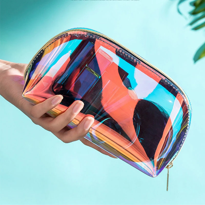 Transparent Bag Custom Personalized Waterproof Glitter Zipper Pouch Holographic Bag Cosmetic Bag