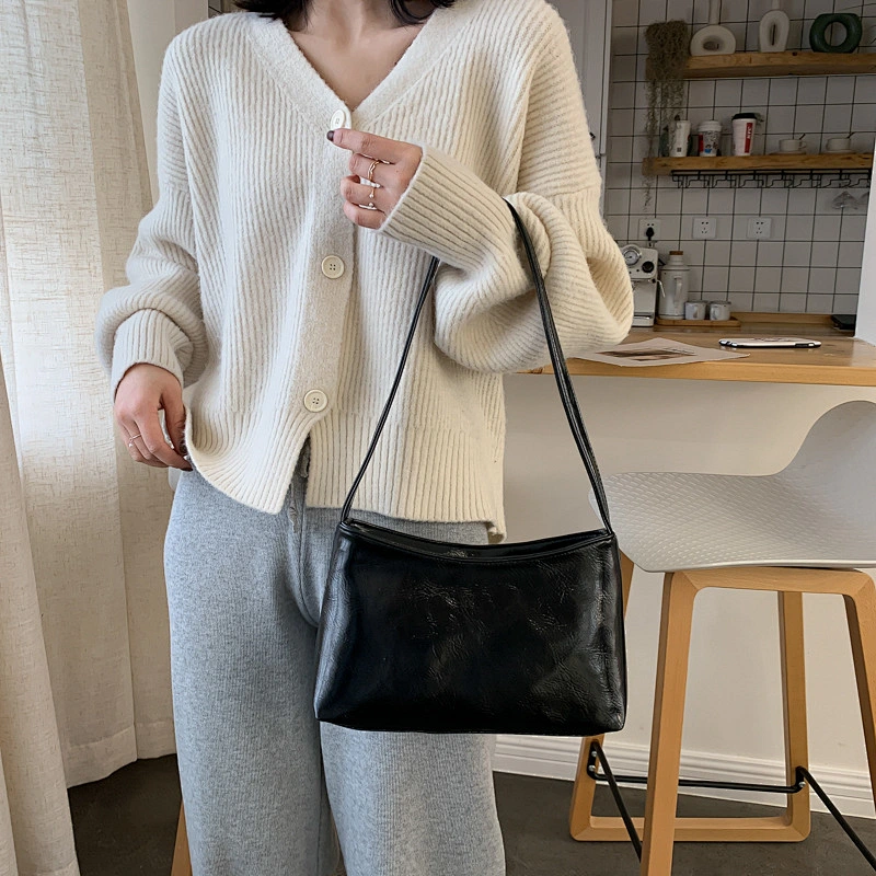 Classic Solid-Color Patent Leather One-Shoulder Bag Women Tote Bag New Women Underarm Bag Shoulder Handbag