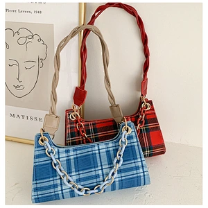 2020 New Arrival Handbag Plaid Shoulder Bags With Long Handle For Women Frog Bag