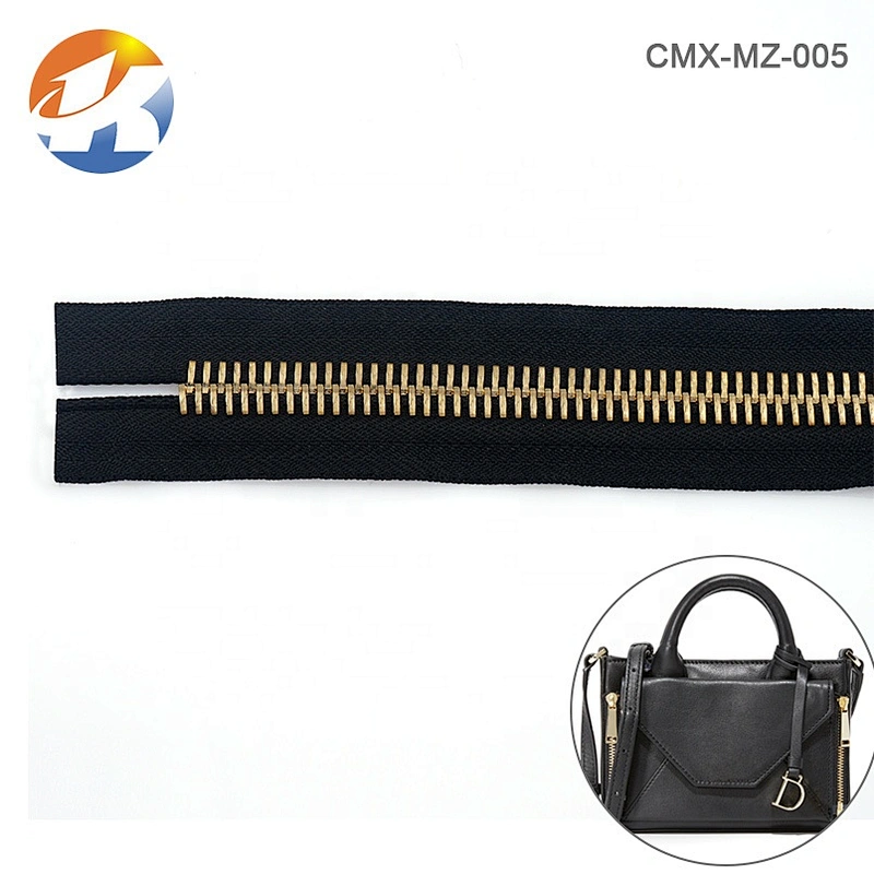 High End Handbags Hardware Custom Metal Gold Zipper