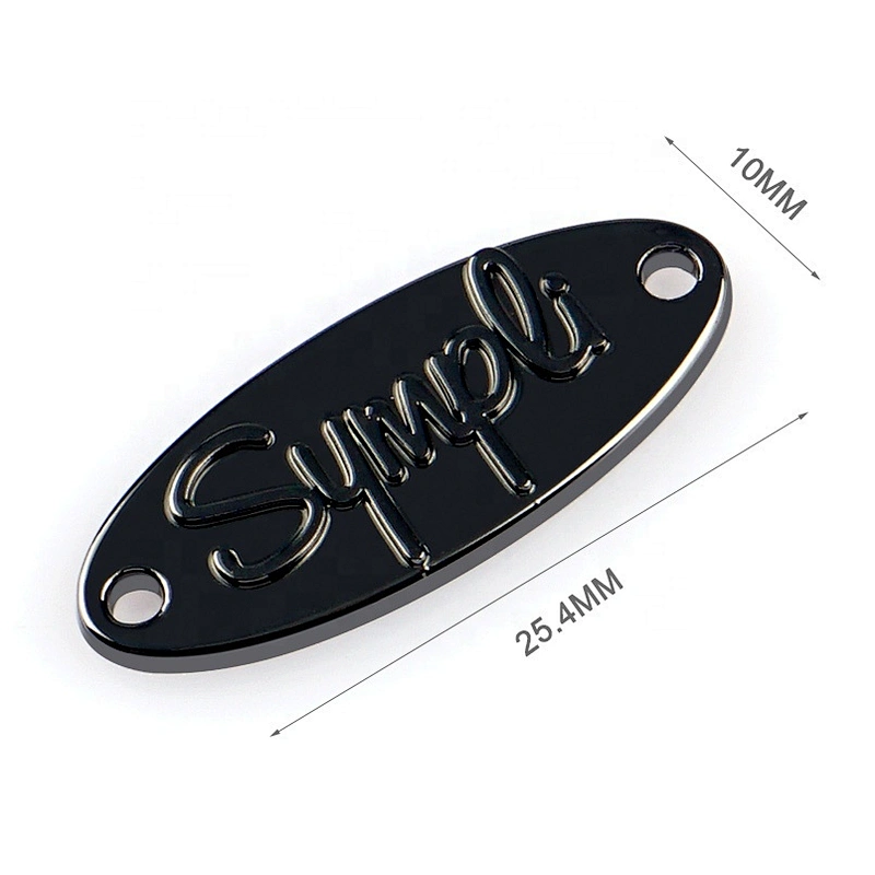 Oval Shape Sewing Metal Tag, Custom Gunmetal Metal Clothing Labels for Garment
