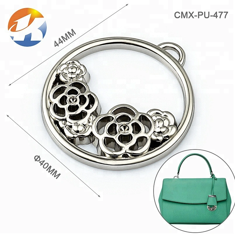 Circle With Hollow Logo Custom Handbag Metal Logo