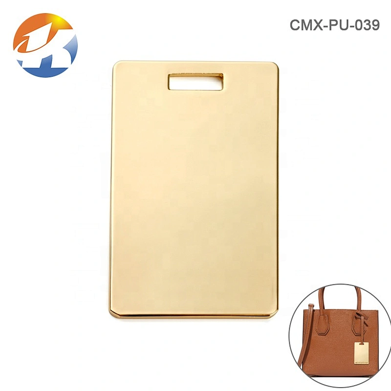 High Quality Handbag Hardware Metal Hang Logo Tag, Custom Gold Metal Name Plate Tags for Handbags^