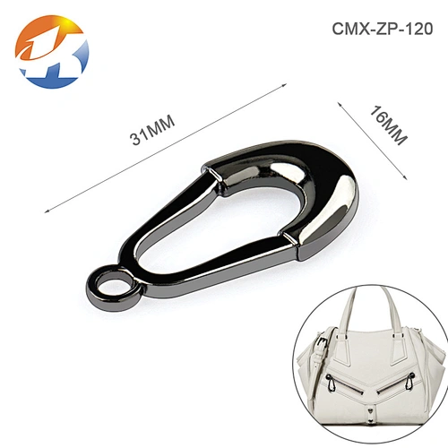 Bag Accessories Shiny Black Metal Zipper Puller For Wallet
