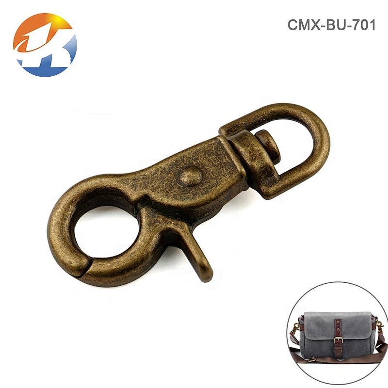 Wholesale 10mm Metal Backpack Swivel Trigger Snap Hook for Bag, Antique Brass Metal Snap Hook for Backpack