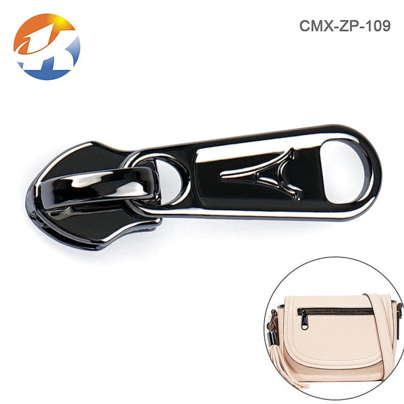 Shiny Gunmetal Custom Metal Zipper Pull For Bag